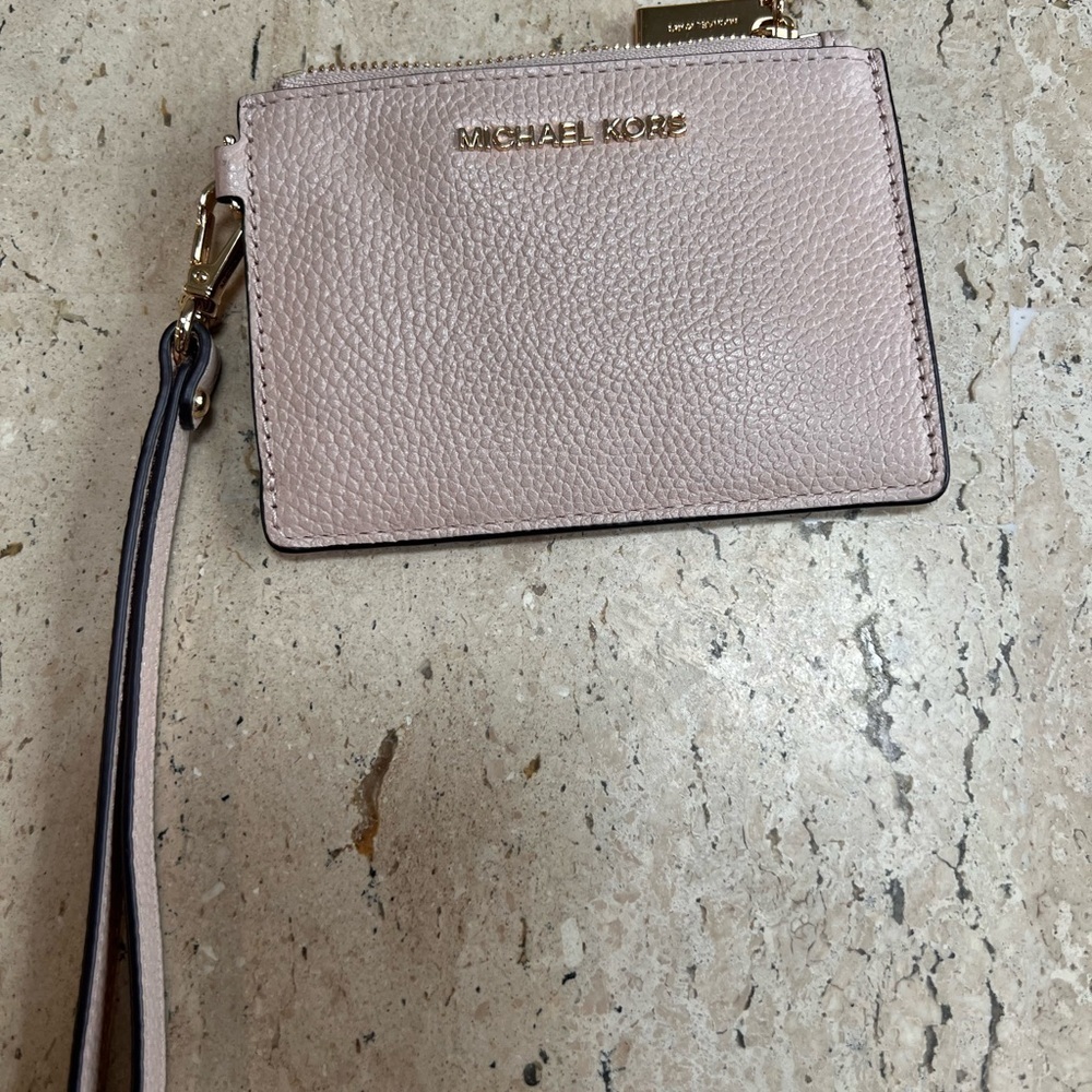 MICHAEL KORS Pink Leather Coin Purse, Card Holder Wristlet - Picture 3 of 12